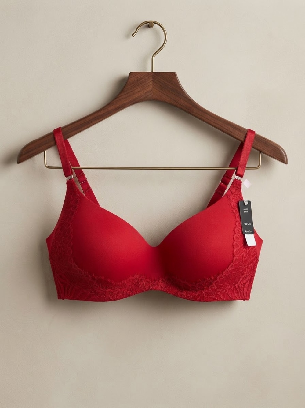 NWT La Vie en Rose Sleek Back Lightly Lined Bra Red 34C